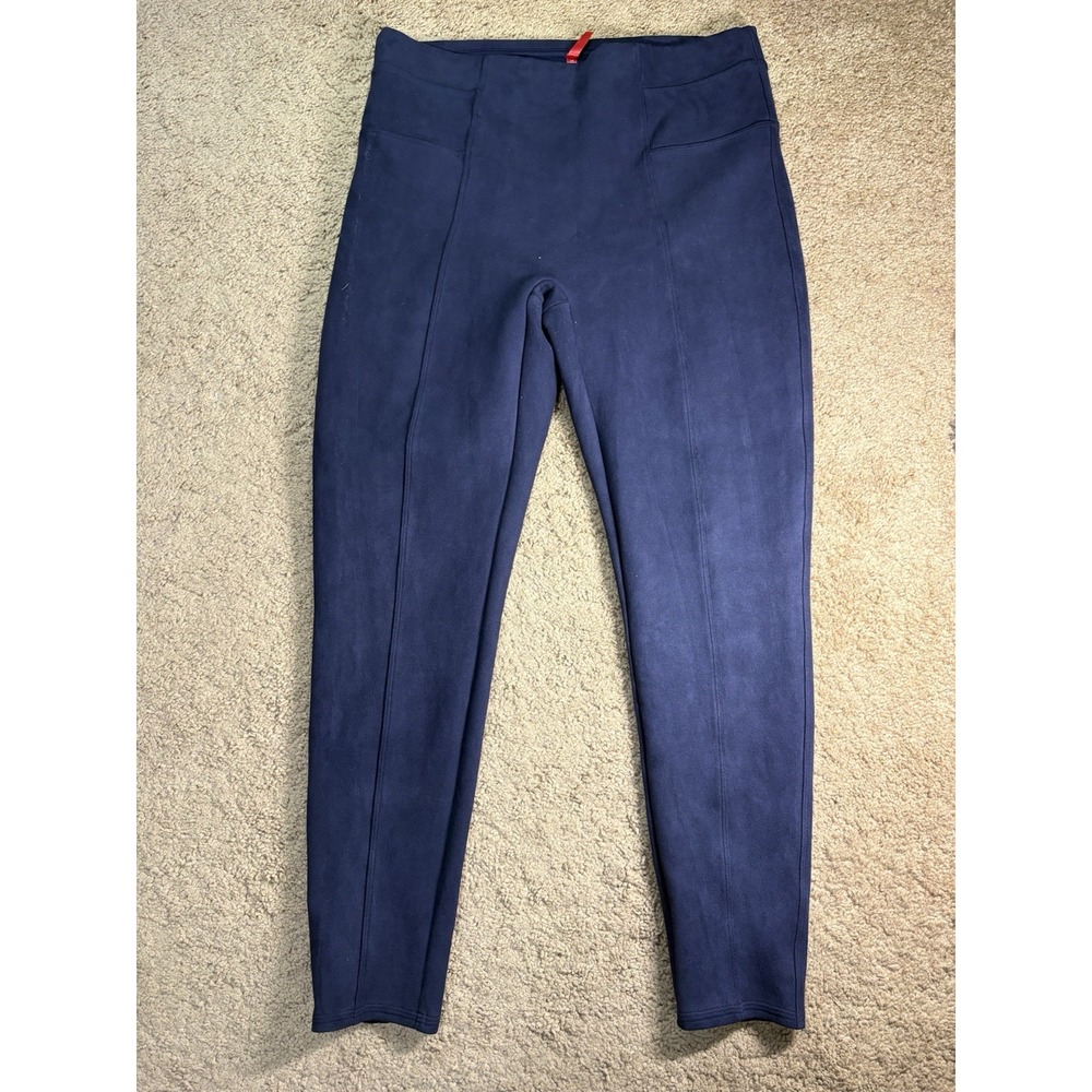Spanx Faux Suedeโ Leggings Women XL Pull On Classic Navy 20322R High Rise
